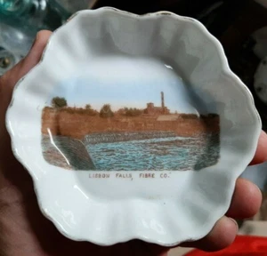 LISSABON FÄLLT FIBER CO LISSABON FALLS MAINE SOUVENIR BILD SCHALE CE BAILEY STORE - Bild 1 von 4