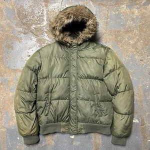 Vintage Southpole Women’s Puffer Green Jacket Fur Hood Size Large - Picture 1 of 18
