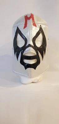 Mil Mascaras Wrestling Mask Adult Size Cushion Luchador Mask Silver Black Colors - Image 1 of 4