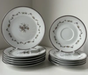 Set Of 11 Noritake Japan Fine China Woodley 6783 6pcs Side Plates 5pcs Saucers - Picture 1 of 23