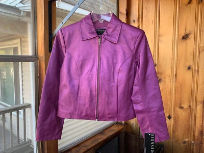 Bernardo women's leather jacket. Jungle Orchid. NWT. Petite small. Never worn. - Image 1 of 4