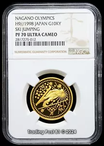 1998 JAPAN - Nagano Olympics SKI JUMPING - 1/2 ounce PURE GOLD - NGC PF 70 UC - Picture 1 of 2