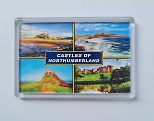 CASTLES OF NORTHUMBERLAND ALNWICK BAMBURGH FRIDGE MAGNET - Picture 1 of 1
