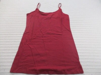 Active Basic Womens Shirt 1XL Red Long Tank Spaghetti Strap Stretch Cotton Solid - Image 1 of 4