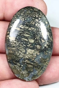 65 CT TOP NATURAL MINERAL MARCASITE HADEED OVAL CABOCHON PENDANT GEMSTONE ER-343 - Picture 1 of 5