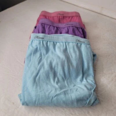 3 Hanes  Panties Cotton Size 8XL Solid   Pink Blue Purple - Image 1 of 4