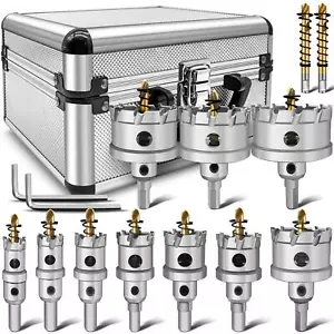 TCT 14 Pcs Carbide Hole Saw Kit For Hard Metal, Heavy Duty Carbide Tungsten Hole - Picture 1 of 7