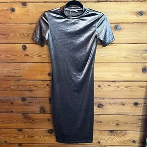 ZARA Trafaluc Dark Gray velvet stretchy BodyCon dress Small - Picture 1 of 8