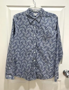 Camisa con botones LL BEAN para mujer L azul cachemira resistente a las arrugas Cottagecore - Imagen 1 de 8