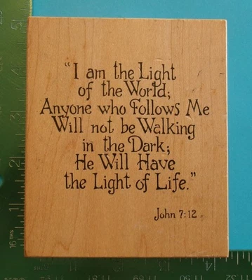 Sello de goma Northwoods YO SOY LA LUZ DEL MUNDO religioso JOHN 7:12 Foto 1 de 2