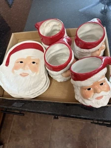 Longaberger Santa Mugs(4)/Plates(3) - Picture 1 of 5