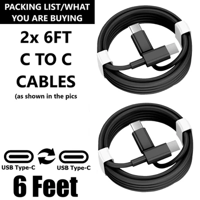 2 Pack C 6ft Fast Charger Cable USB Adapter Cord For iPhone 15 16 17 iPad ProMax - Image 1 of 4
