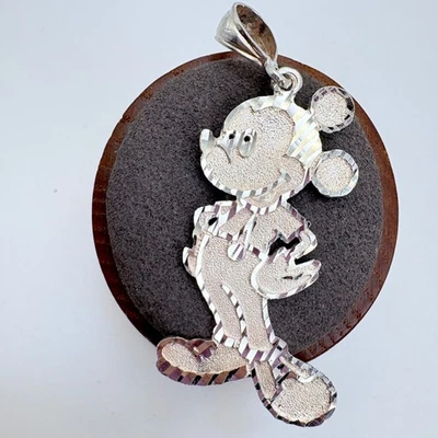 VTG Sterling Silver 925 Textured Mickey Mouse Pendant Size 2.25" Length - Image 1 of 4