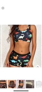 Women’s Two-Piece Bathing Suit With Dinosaur Pattern Size 18 - Picture 1 of 4