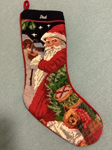 Vintage Nadelstrumpf klassischer Weihnachtsmann mit Teddybär Weihnachten "PAPA" - Bild 1 von 5