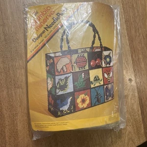 Vintage Needlepoint Kit Columbia Minerva Tote Bob Miller Ecology Tote Bag 8043 - Picture 1 of 12