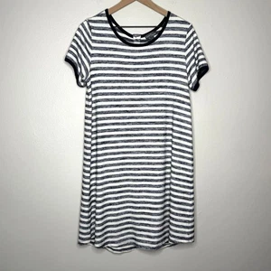 Market & Spruce Womens Shift Dress Large White Blue Stripes Nautical Coastal - Picture 1 of 10