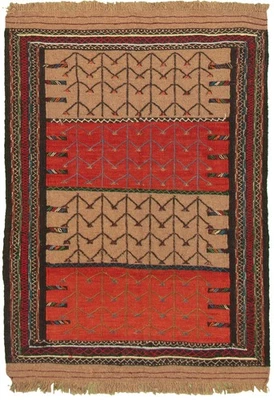 Vintage Hand Woven Traditional Kilim Rug 3'10" x 5'5" Oriental Wool Carpet - Image 1 of 4
