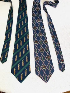 2x Tommy Hilfiger Silk Vintage Men’s Golf Theme Men’s Neckties- VTG USA Made EUC - Picture 1 of 9