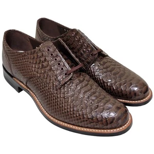 Stacy Adams Men Madison Plain Toe Oxfords Size US 8D Brown Snake Print Leather - Picture 1 of 7