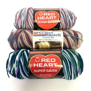 Red Heart Super Saver & Caron Perfect Match Yarn Grape Ivy Wedgewood Country Loo - Picture 1 of 8