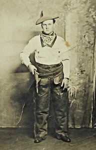 Vintage Cowboy Gunfighter Real Photo Studio Postcard Holster Hat RPPC 1910s - Picture 1 of 5