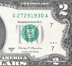 G 2729 1930 A : TRAILING YEAR 1930 $2 Two Dollar Bill Serial Number - Picture 1 of 3