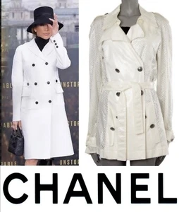 Chanel Vintage 2008 White Sport Logo Trench Coat Jacket Top 34 36 4 6 Top XS S M - Picture 1 of 24