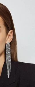 Karen Millen Diamante Statement Drop Earrings Multicoloured brand new with tag - Imagen 1 de 5