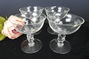 Juego de 4 copas de champán vintage de vidrio transparente Heisey Waverly patrón c 1950 - Imagen 1 de 8