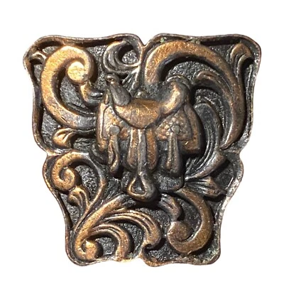 Vintage Bronze Tone Bolo No Tie Saddle Cowboy Horse Western Country Swirl B213 - Image 1 of 4