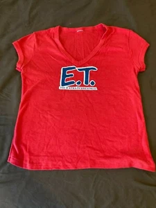Vintage 1980's ET Extra-Terrestrial V-neck T-Shirt Red - Picture 1 of 8