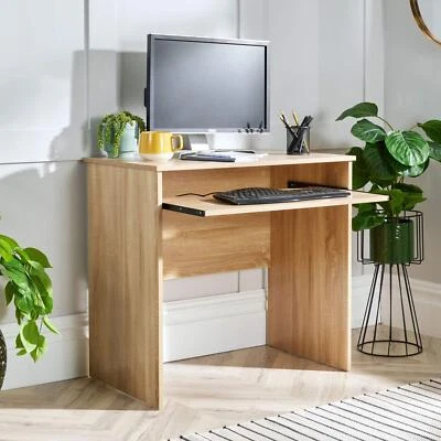 Oak Effect Computer Desk PC Laptop Table Office Study Workstation Gaming Newport - Image 1 of 4