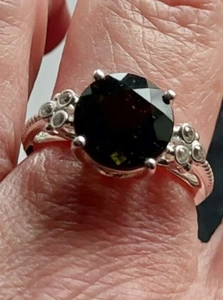 Out of this world Gem ~  Moldavite & Zircon Sterling Silver Ring 3.05cts N/O - Picture 1 of 7