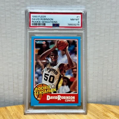 1990 Fleer David Robinson Rookie Sensation #1 RC HOF PSA 8 - Image 1 of 2