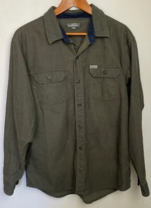 Eddie Bauer Mens Corduroy Button Up Shirt Size L Green Long Sleeve Pockets - Picture 1 of 7
