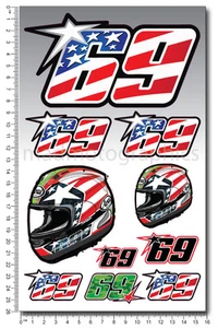 Nicky Hayden 69 Aufkleber Set 6x10"" 10 Aufkleber MotoGp Kentucky Kind laminiert - Bild 1 von 5