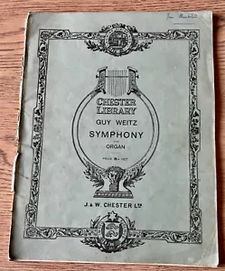 GUY WEITZ SYMPHONY FOR ORGAN SHEET MUSIC BOOK (1932) ENGLAND - Picture 1 of 6