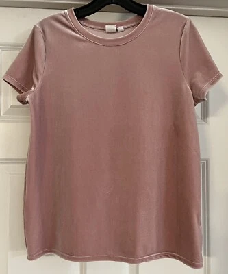 Pulôver Gap veludo esmagado tamanho XS manga curta rosa blush camiseta - Imagem 1 de 4