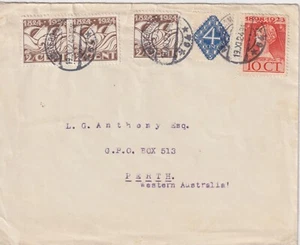 Niederlande 1923, 1924 Ausgaben auf 1924 3 farbiger Auslandsbrief nach Westaustralien - Bild 1 von 2