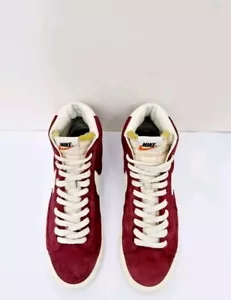 Nike Blazer Borgoña Blanco Gamuza Tenis De Colección con Swoosh Blanco Reino Unido Talla 8 - Imagen 1 de 11