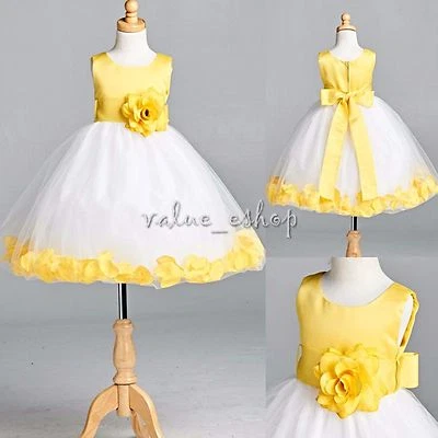 Vestido de princesa con flores para niñas Vestido de fiesta para boda Dama de honor Pétalos Foto 1 de 2