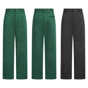 Kids Boys Suit Solid Color Pants Pockets Trousers Suede Ceremony Elastic Waist - Picture 1 of 28