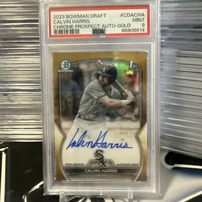 2023 Bowman Draft Prospect Auto Gold Refractor SP /50 Calvin Harris BG6 - Image 1 of 2