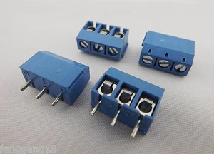 50x 3 way 5mm 3 Pin Plug in Terminal Block Screw Connector Pitch Panel PCB Mount - Picture 1 of 3