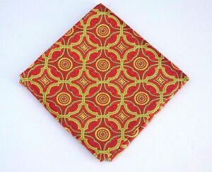 Lord R Colton Masterworks Pocket Square - Isla Negra Red & Lime Silk - $75 New