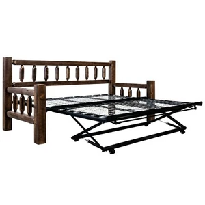 Rustic Farmhouse Daybed Pop Up Trundle Beds Amish Made Solid Pine Lodge Cabin - Picture 1 of 6