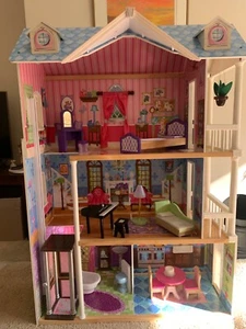 Kidkraft My Dreamy Dollshouse Barbie Dream House 3 Storeys Used With Furniture - Picture 1 of 3