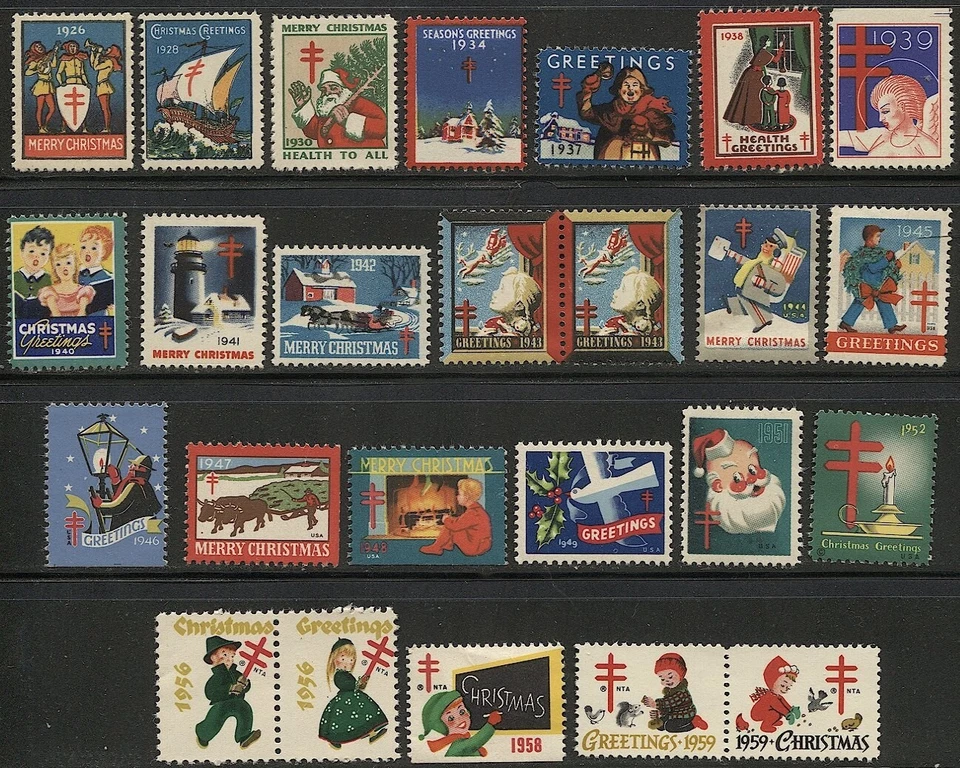 US 1926-1959  WX38-WX197 Christmas Seals,  25 different Mint MNH seals - Image 1 of 1