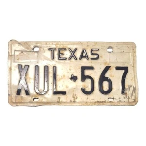 Vintage Texas License Plate #XUL-567 Expired Black & White - Picture 1 of 2